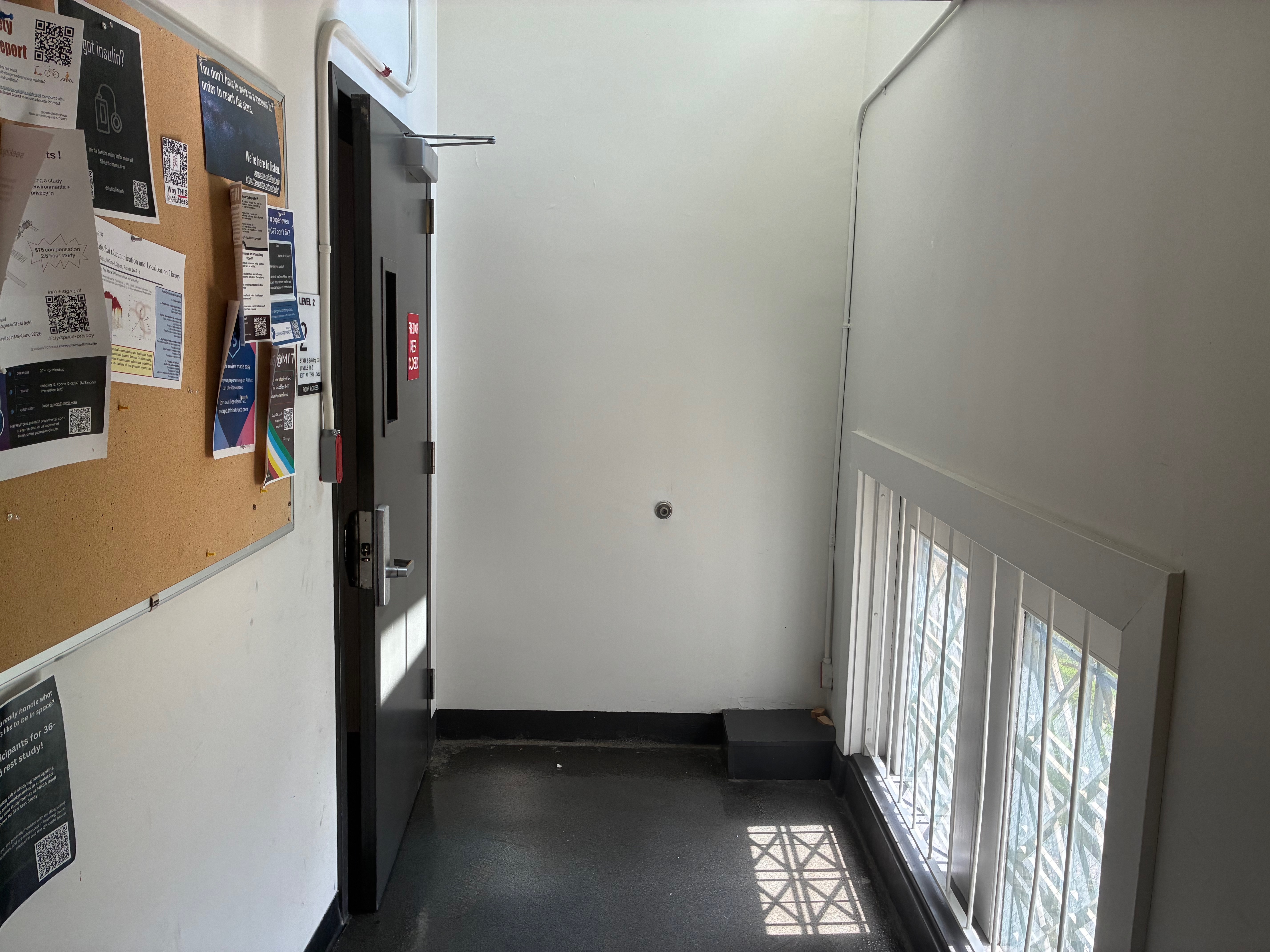 Hallway with windows along one side